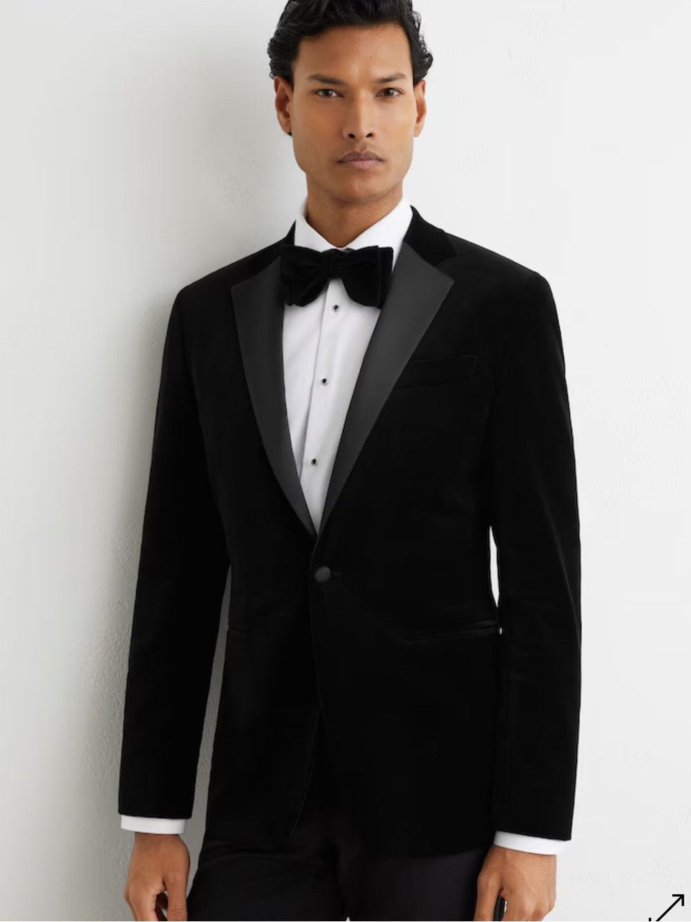 Reiss Black Velvet Peak Lapel Formal Dinner Blazer Jacket 40